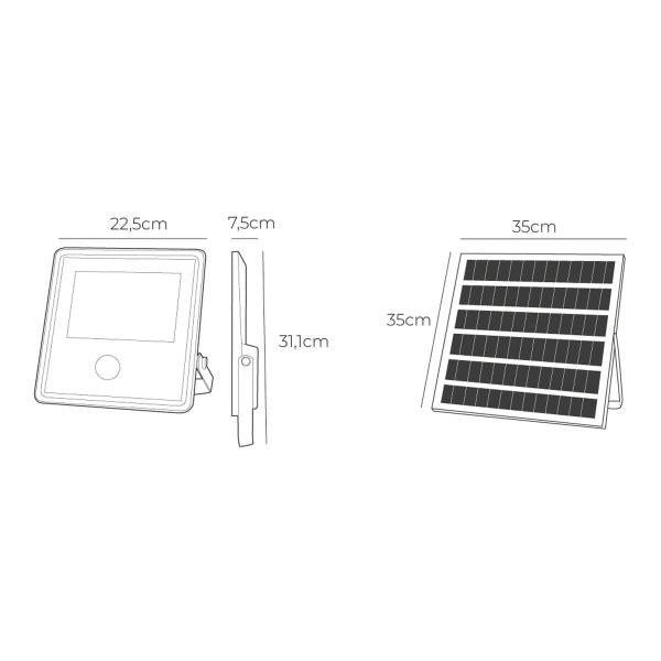 Led-valaisin 22,5*31,1*7,5 cm; aurinkopaneeli 35*35cm